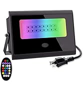Eva's Light RGB Flood Light, Dimmable Color Changing LED Flood Light Outdoor Indoor with Remote C...