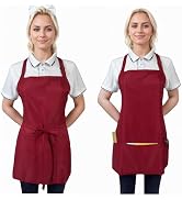 Corfully Adjustable Waterproof Aprons with 3 Pockets for Men Women, Server Apron for Kitchen Cook...