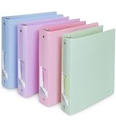 Enday 3 Ring Binder 1 inch (4 Pack) Pastel Flexible Binders Round Ring with Pocket, Holds 175 She...
