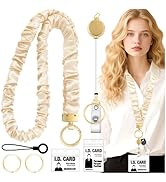Stretchy Scrunchie Lanyard Teacher for ID Badges Keys with Retractable Badge Reel ID Holder Cute ...