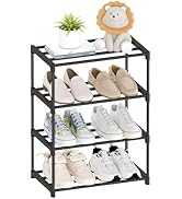 Autonomier 4 Tier Small Shoe Rack, Narrow Stackable Shoe Shelf for Kids Toddler Adult, Lightweigh...