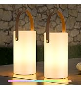 uuffoo 2-Pack Solar Table Lamp Outdoor Lantern 2 in 1 Charging Portable LED Cordless Lights with ...