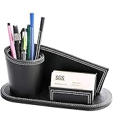 RHCSZ Office Accessories Creative Stylish Leather Pen/Pencil Holder,Multi-Function Desktop Statio...