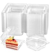 TOFLEN 100 Pack Plastic Clamshell Food Containers, Clear Square Cake Slice Containers with Hinged...