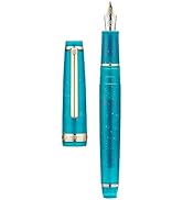 Jinhao 82 Acrylic Fountain Pen, Iridium Medium Nib with Ink Converter, Transparent Peacock Blue F...