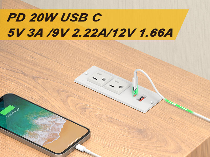 Recessed Power Strip Flat Plug