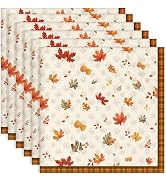 Arquiel Fall Leaf Vintage Print Cloth Napkins 100% Cotton, 18