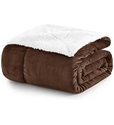 MOONLIGHT20015 Sherpa Throw Blanket - (Coffee, 50X60 Inches) Soft and Warm Blankets for Winter Th...