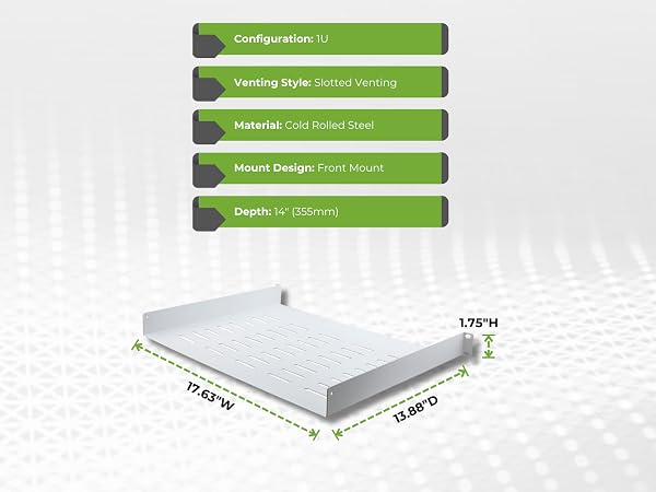 NavePoint 19-inch wide rack shelf