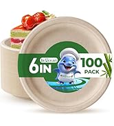 biocean 6 Inch Plates 100 Pack Heavy Duty Paper Plate, Disposable Plates