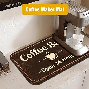 Vintage Coffee Bar Coffee Drying Mat 12" x 19"