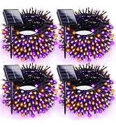 4pk Orange and Purple Solar Halloween Lights Outdoor Waterproof, 400LED 132FT Solar Powered LED S...