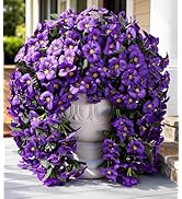 HyeFlora Artificial Flowers for Outdoors, 2pcs Faux Silk Pansies Flowers UV Resistant Fake Hangin...