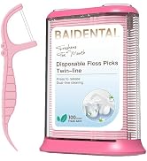 BAIDENTAL Dental Floss Dispenser with 100 Count Mint Flavored, Floss Picks Dual Line Design ,Oral...