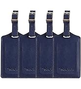4 Pack Leather Luggage Travel Bag Tags by Travelambo