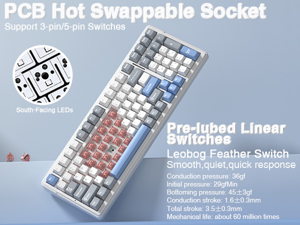 wireless mechanical keyboard gaming keyboard silent keyboard quiet mechanical keyboard