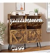 Nicetree Shoe Cabinet Storage for Entryway, Freestanding Shoe Storage Cabinet, Farmhouse Narrow S...
