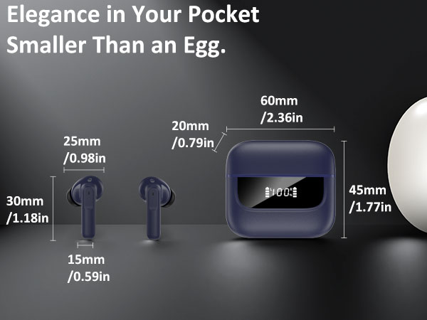in Ear Buds Deep Bass HiFi Stereo Sound, Big Dual LED Display 48H Playtime Earphones