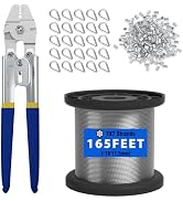Sanuke Wire Rope Crimping Kit, 165ft 1/16" 304 Stainless Steel Cable | with 100Pcs Aluminum Crimp...