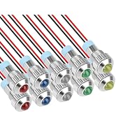 Linkstyle10PCS 12V LED Indicator Light, Waterproof Small Signal Lamp, 24V 8mm Panel Cutout Metal ...
