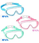 COOLOO Kids Swim Goggles 3 Packs, Swimming Goggles for Kids Girls Boys Age 3-15, Child Swim Goggl...