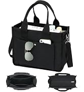 Fammart Large Canvas Tote Bag for Women with Zipper & Compartments, Crossbody Laptop Bags for Wor...