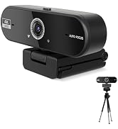 4K Webcam,Tripod,Compatible with PC/Laptop/Mac, Computer Camera with Low-Light Correction, AI Noi...