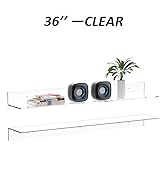 Sezanrpt 36 Inches Clear Long Floating Shelves for Wall, Acrylic Long Wall Shelf, Wall Mounted Sh...