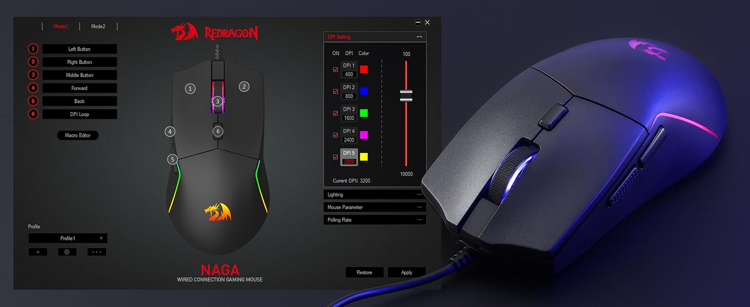 Redragon M730 mouse with programmable RGB for PC play enables personalized performance