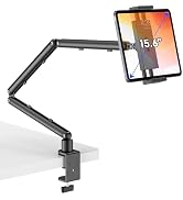 iPad Holder for Desk, Adjustable Tablet Arm iPad Desk Mount with C-Clamp, 30" Foldable Long Arm &...