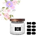 PENGSHU Glass Jar with Wood Lid and Label - 12 OZ Small Kitchen and Pantry Storage Container for ...