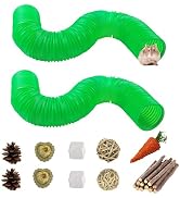 PINVNBY Plastic Tunnel for Hamster,2 PCS Guinea Pigs Tunnels with 19 PCS Chew Toy Collapsible Fer...