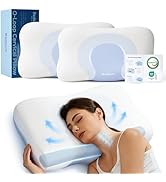 Bedsure Cervical Neck Pillow Set of 2 - Memory Foam Pillows for Ergonomic Orthopedic Support Pill...