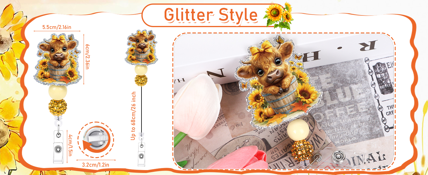 Highland Cow Badge Reel Retractable