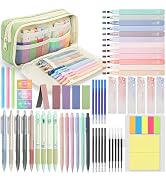 DazSpirit 61 PCS Aesthetic School Supplies with Cute Pencil Case, Pastel Highlighters, Gel & Eras...