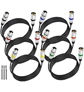 AeeKoo 10ft XLR Cables 6 Pack, Gold Plated 3-Pin Microphone Cable, Balanced XLR Male to Female XL...