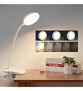Clip On Clamp Light for Bed Headboard,Rechargeable Desk Lamp,3 Colors (White/Warm White/Warm),Dim...