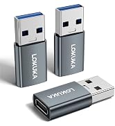 LOKUKA USB C Female to USB Male Adapter (3 Pack), USB-A 3.0 to Type C OTG Adapter Converter Compa...
