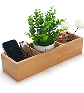 Bamboo Bathroom Basket, Wood Toilet Tank Basket, Wooden Storage Box with 3 Compartments for Bathr...