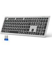 TECKNET Bluetooth Keyboard Rechargeable, 4-Device Free Switching (2.4G+BT), Ultra-Slim Full Size ...