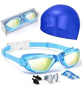 Hurdilen Kids Swim Goggles, Swimming Goggles for Kids Toddlers 3-14 with Swim Cap, Nose Clip, Nos...