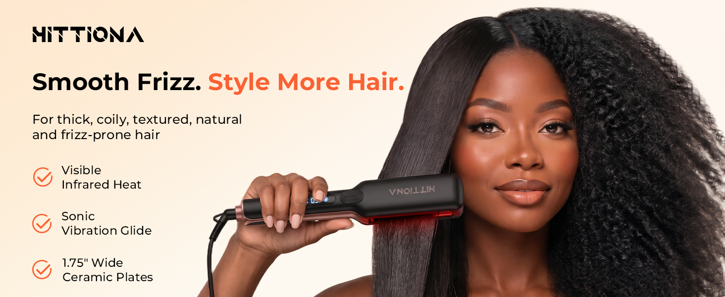 HITTIONA 1.75 inch wide ceramic flat iron hair straightener for women