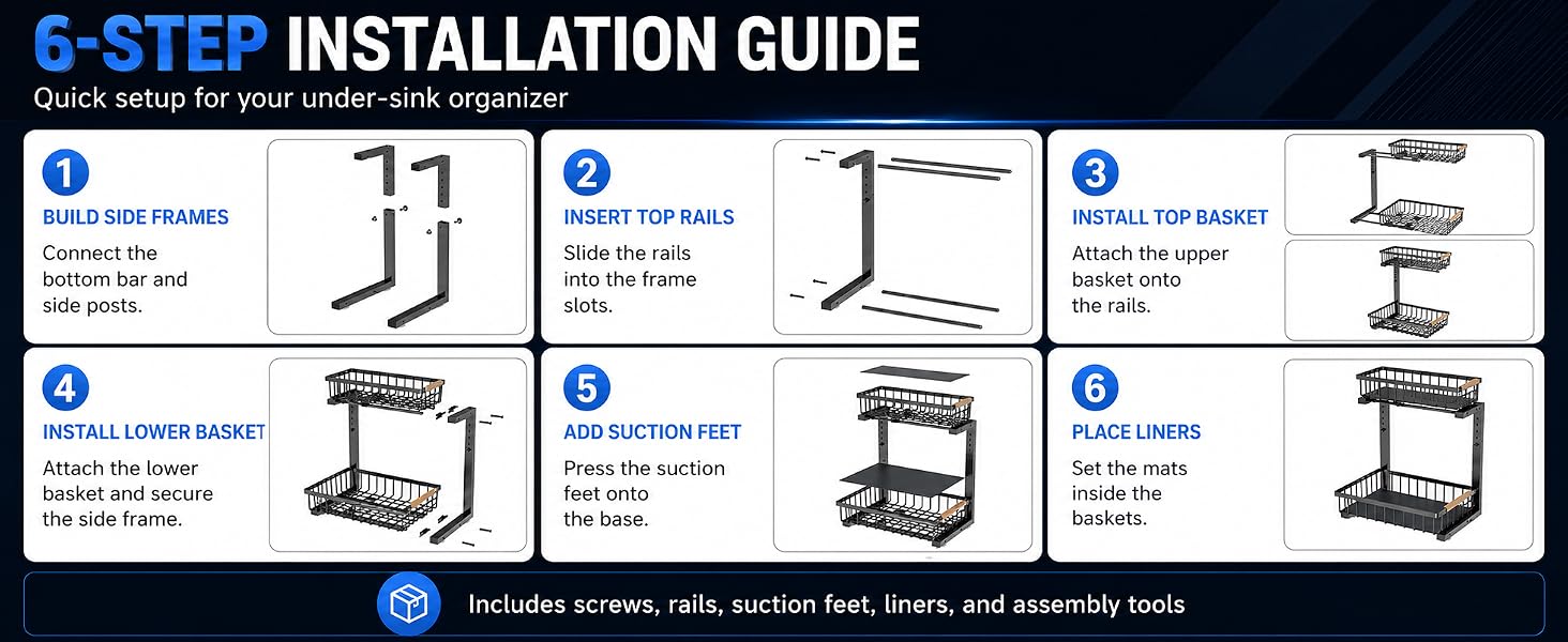 how to instal under sink storage organizer