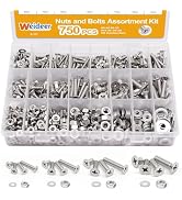 weideer 750PCS Nuts and Bolts Assortment Kit,#6-32#8-32#10-24#1/4-20 Stainless Steel Machine Scre...