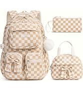 Fimibuke 3PCS Corduroy Backpack for School Girls with Lunch Box Pencil Case | Lightweight Teen Gi...