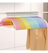 LumiHom 28 Pack Multi Color Wire Hangers with Plastic Coating, Curved Non Slip No Bump Clothes Ha...