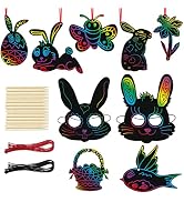 ArtCreativity Easter Scratch Art for Kids Bulk, Set of 48 Scratch Art Ornaments, Wooden Stick, & ...