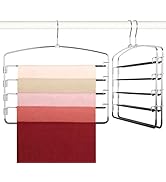 TOPIA HANGER Pant Hangers 3 Pack Hanger Space Saving Non Slip 5 Tier Swing Arm Pants Space Saving...