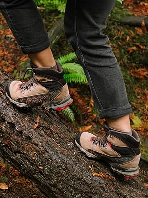 Suede Hiking boots on log flexed