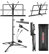 5 CORE Sheet Music Stand 2 in 1 Dual Use Professional Portable Adjustable 27.6-67 Inch Folding Mu...